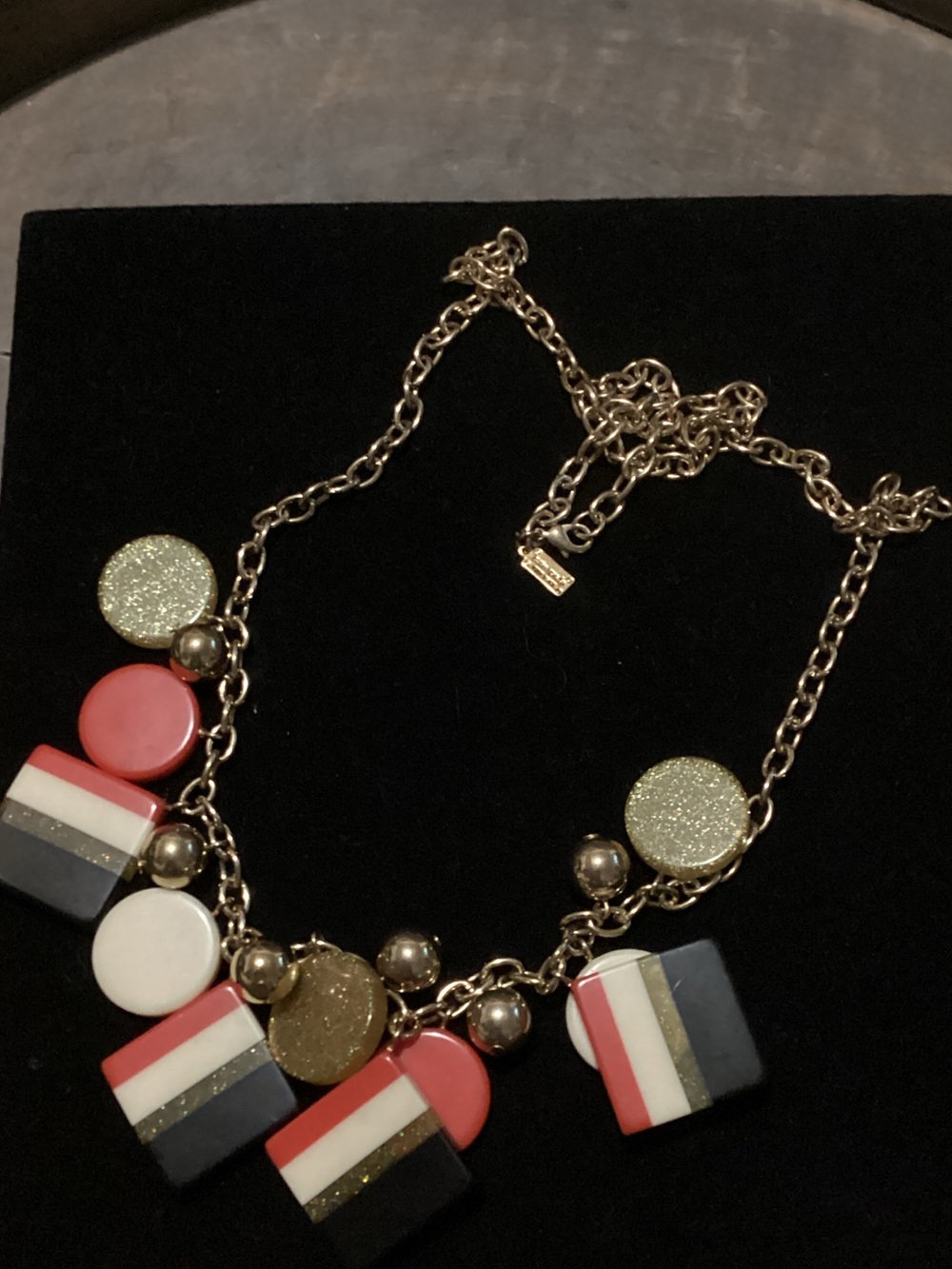 kate spade Gold-Tone Necklace with Red, White and Navy Resin Charms